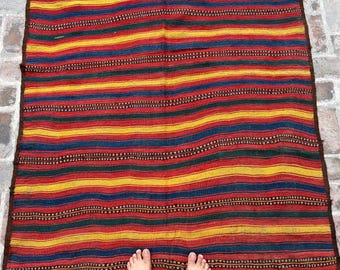 5x12 Vintage Striped Kilim Runner Rug - Handwoven Flatweave Wool Rug, Afghan Kilim Carpet, Wide Turkish Runner for Hallway, Stairs & Bedroom