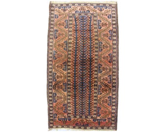 3x5 Antique Baluch Rug c.1900 – Rare One-of-a-Kind Geometric Afghan Wool Carpet, Hand Knotted Vintage Persian Collector’s Rug, Tribal Decor