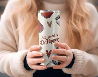 Descarga digital: Envoltura para vaso de lata de refresco vintage Dr Pepper (SVG, PNG para Cricut y Silhouette). Diseño retro para vasos de 20 oz.