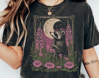 Raccoon Floral Graphic Bundle: Vintage Boho Shirt Designs (PNG Files)