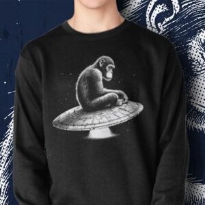 Singe surréaliste OVNI SVG - Design animal de l'espace - Art numérique de science-fiction - Graphique imprimable