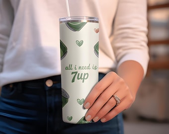 Vintage Lemon Lime Soda Seven Up Can Tumbler Wrap - Digital Download SVG & PNG for Cricut, Retro Energy Drink Design for 20oz Tumblers