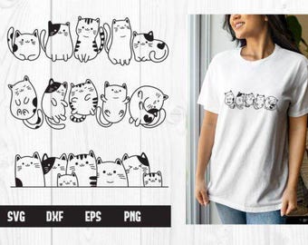 Cute Cats Svg Bundle, Cats tshirt designs, Svg Files, Funny Cats Designs