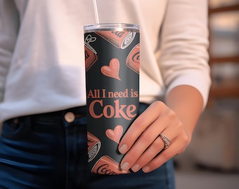 Vintage Coke Soda Can Tumbler Wrap - Digital Download SVG & PNG for Cricut, Retro Energy Drink Design for 20oz Tumblers
