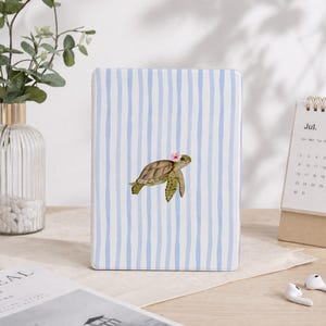 Turtle Blue Striped Personalized 360 Rotating iPad Case with Pen Slot for iPad Pro 13, Air 13 inch, Pro 2020 2021, iPad 10 9, A16 2025 Cover