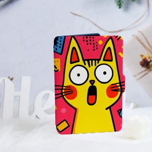 Cartoon Surprised Cat Kindle Case, Fits Paperwhite 1/2/3/4, 6&quot;/7&quot;, Kindle 2019/2022, Personalized Protective Cover, Kindle Paperwhite Case