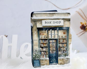 Kindle-hoesje Snowy Book Shop, past op Kindle Paperwhite 1/2/3/4, 6"/7", Kindle 2019/2022, gepersonaliseerde beschermhoes, Kindle Paperwhite-hoesje