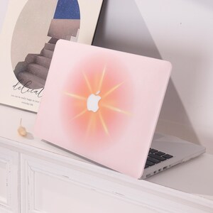 Pink & Radial Starburst Pattern MacBook Protective Case Personalized Name For Macbook Air 13/15,Macbook Pro15/16 Apple Laptop 2025 Mac Cover