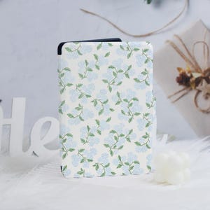 Blaue Hydrangea Kindle Personalisierte Hülle für Paperwhite 1/2/3/4, Paperwhite Hülle, Paperwhite 6"/7, Kindle 2019/2022, Kindle Paperwhite Hülle