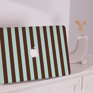 Chocolate Mint Stripes Pro Mac Protective Case Personalized Name For Macbook Air 11/13/15,Pro15/16 Apple Laptop 2025 2024 Macbook Cover