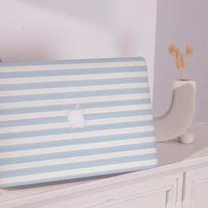 Blue - White Striped MacBook Protective Case Personalized Name For Macbook Air 13/15, Macbook Pro15/16 Apple Laptop 2025 2024 Macbook Cover
