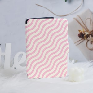 Oregelbundna rosa ränder Kindle-skal med personligt utseende Paperwhite 1/2/3/4, Paperwhite-skal, Paperwhite 6", Kindle 2019/2022, Kindle Paperwhite-skal