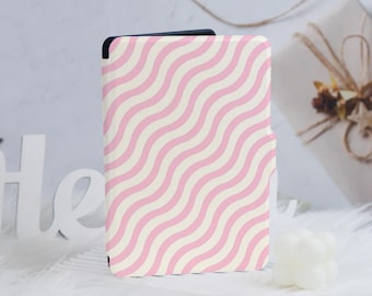 Irregular Pink Stripes Kindle Personalized Case Paperwhite 1/2/3/4, Paperwhite Case, Paperwhite 6", Kindle 2019/2022, Kindle Paperwhite Case