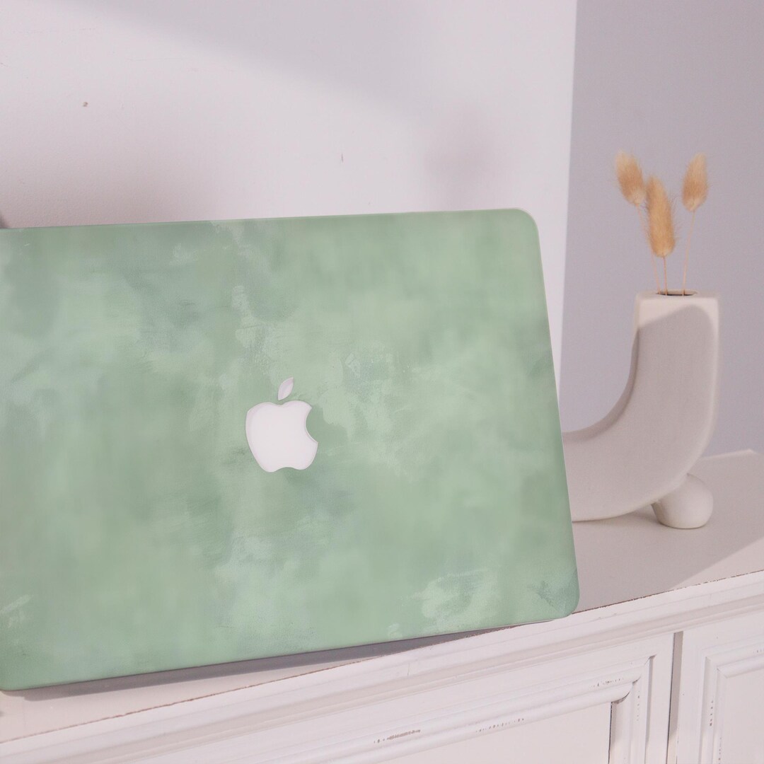Simple Sage Green Aesthetic MacBook Protective Case Personalized Name ...