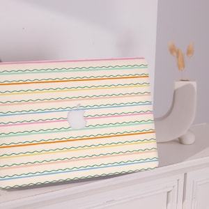 Rainbow Wave Stripe Pro Mac Protective Case Personalized Name For Macbook Air 11/13/15,Macbook Pro15/16 Apple Laptop 2025 2024 Macbook Cover