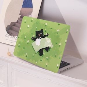 Cute Cat on Grass MacBook Protective Case Personalized Name For Macbook Air 11/13/15,Macbook Pro15/16 Apple Laptop 2025 2024 Macbook Cover
