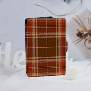 Étui personnalisé Kindle à carreaux marron rougeâtre, Paperwhite 1/2/3/4, étui Paperwhite, Paperwhite 6,8 pouces, Kindle 2019/2022, étui Kindle Paperwhite