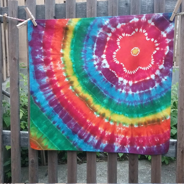 Tied Dyed Flower Bandana, Bright Rainbow of Colors