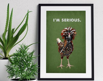 Imprimible pared arte divertido gallo pollo pop arte - Descarga digital imprimir cualquier tamaño