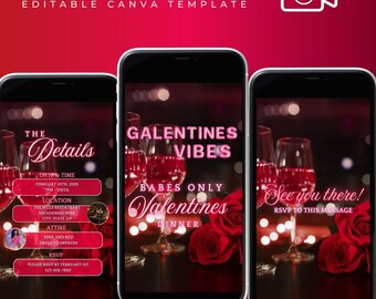 Bewerkbare Galentines-video-evite, Valentijnsdaguitnodiging, bewerkbare uitnodiging, Galentines-feest, videosjabloon, geanimeerde evite