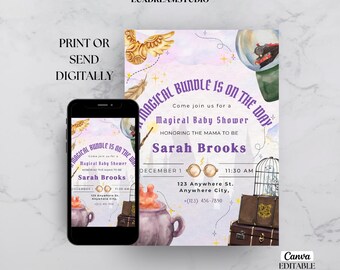 Wizard Baby Shower Invitation Magic Boy Baby Shower Magical Couples Shower Party Witches And Wizards Baby Shower Invite EDITABLE Digital