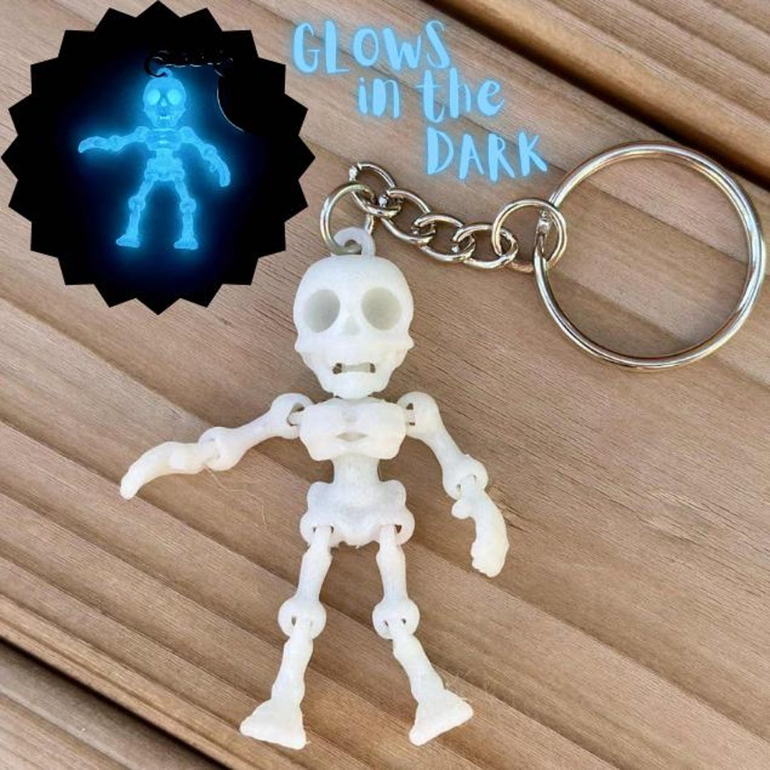 3D Printed Glow-in-dark Skeleton Keychain: Poseable Halloween
