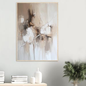 Impresión de acuarela abstracta beige: lienzo en tonos neutros