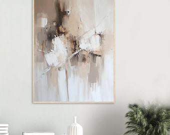 Beige Abstract Watercolor Painting Print: Neutral Tones Canvas Art