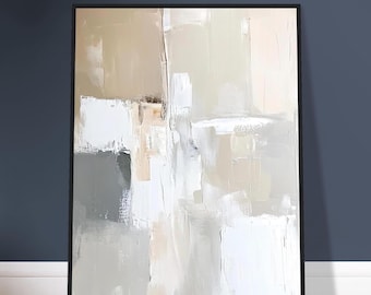 Beige Abstract Art Print: Neutral Tones Modern Canvas