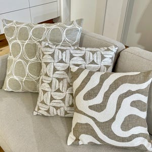 Decorative cushions, patterned set of 3, sofa cushions, Wabi Sabi, handmade cushions, gift for her, beige cushion cover, sofa cushion, designer cushion