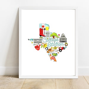 College Station Texas Print Aggies