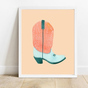 Pink Cowboy Boots Art Print, Western Art Print, Art Print