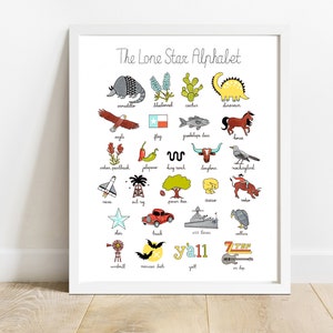 The Lone Star Alphabet Print Art, Texas Alphabet