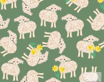Lenny the Lamb seamless pattern, Baby Animals, Digital Seamless Pattern,  Spring Animal digital paper, fabric design, Digital Designs