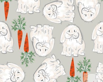 Spring Bunny Rabbit Print, Seamless Pattern, Repeating Pattern for Fabric Printing or Paper, Sublimation, Bunnies and Carrots