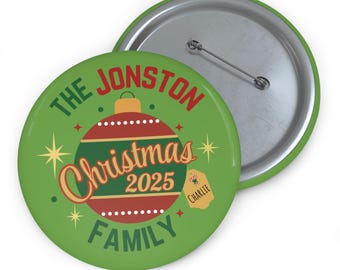 Custom Family Christmas Pin Buttons: Personalized Holiday Party Favors