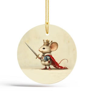 Mouse King Ornament, Double-Sided Ceramic Nutcracker Decoration, Holiday Home Decor