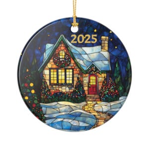 Ceramic Christmas Ornament 2025 Stained Glass Style Holiday Tree Decor Festive Gift Idea Winter Decoration