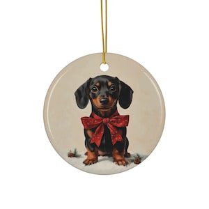 Dachshund Christmas Ornament: Acrylic Holiday Decor, Pet Memorial