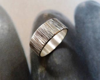 FEDEX SHIPPING tree bark ring, mens wedding band, hammered silver ring, sterling silver ring men, 25th anniversary gifts for men, wide band