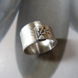 FEDEX SHIPPING silver tree of life ring women, rustic ring for women, sterling silver ring men, anniversary gifts, wide band ring, statement image 2