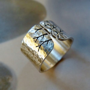 FEDEX SHIPPING Tree of life ring, rustic silver ring, wide band ring, statement ring, Sterling silver, gift for her, gift for mother