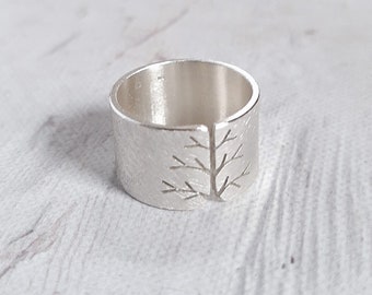 FEDEX SHIPPING Silver tree ring, statement, mens jewellery, gift for wife, unisex ring, birthday, 50th birthday gift, for woman,