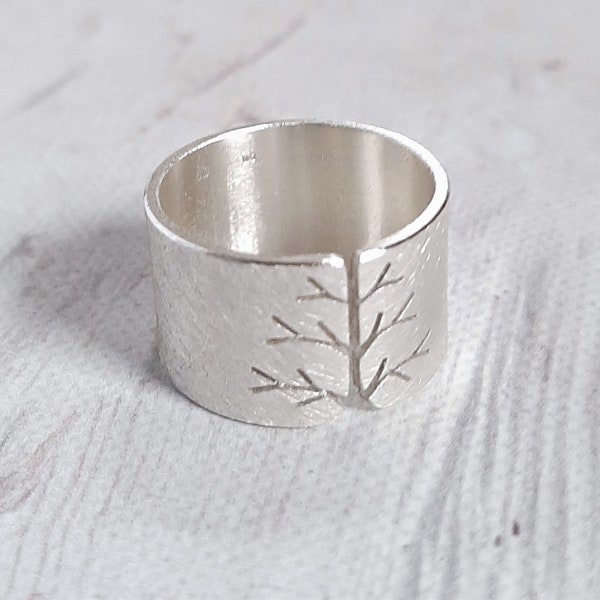 FEDEX SHIPPING Silver tree ring, statement, mens jewellery, gift for wife, unisex ring, birthday, 50th birthday gift, for woman,