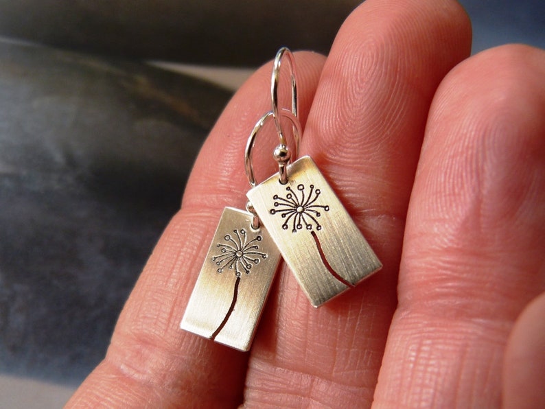 Dandelion earrings, handmade dangle earrings, floral gift for daughter, 30th birthday gift, 20th birthday, small gift, everyday wear image 5