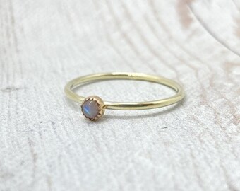 FEDEX SHIPPING Moonstone gold ring, 14K solid gold, handcrafted, stacking ring, OOAK, gift for woman, gift for her, 30th