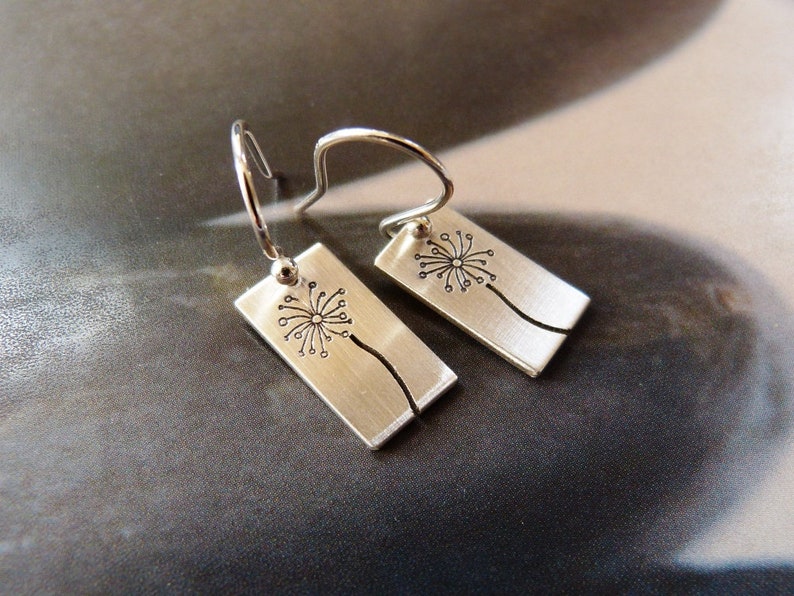 Dandelion earrings, handmade dangle earrings, floral gift for daughter, 30th birthday gift, 20th birthday, small gift, everyday wear image 3