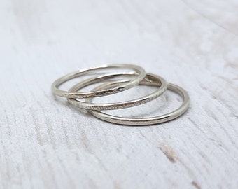 FEDEX SHIPPING 14K solid gold stacking ring, band ring, gift jewelry, minimal engagement ring, unisex, white gold unisex stacking ring