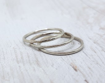 FEDEX SHIPPING 14K Gold Stapelring, Bandring, Geschenkschmuck, minimaler Verlobungsring, unisex, Weißgold unisex Stapelring