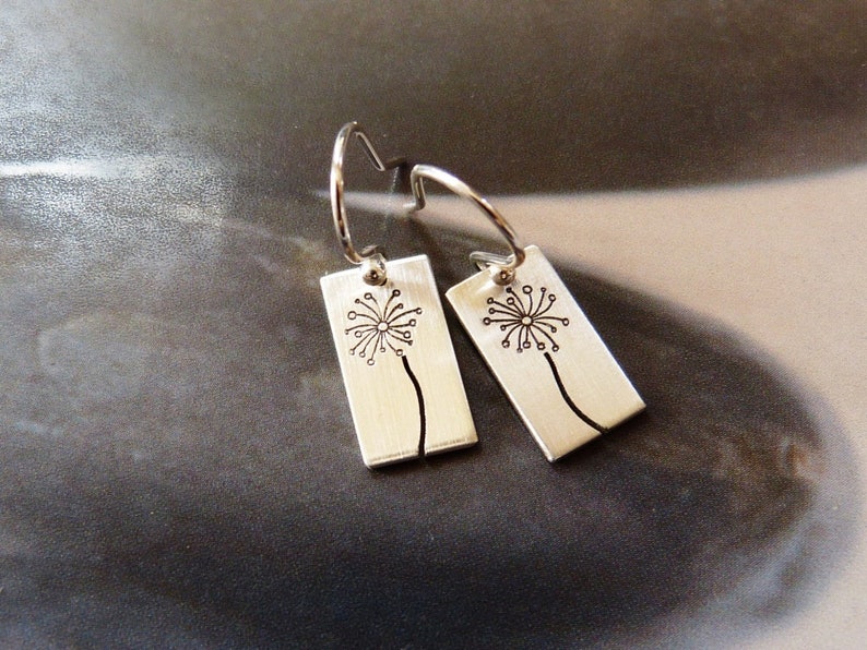 Dandelion earrings, handmade dangle earrings, floral gift for daughter, 30th birthday gift, 20th birthday, small gift, everyday wear image 4